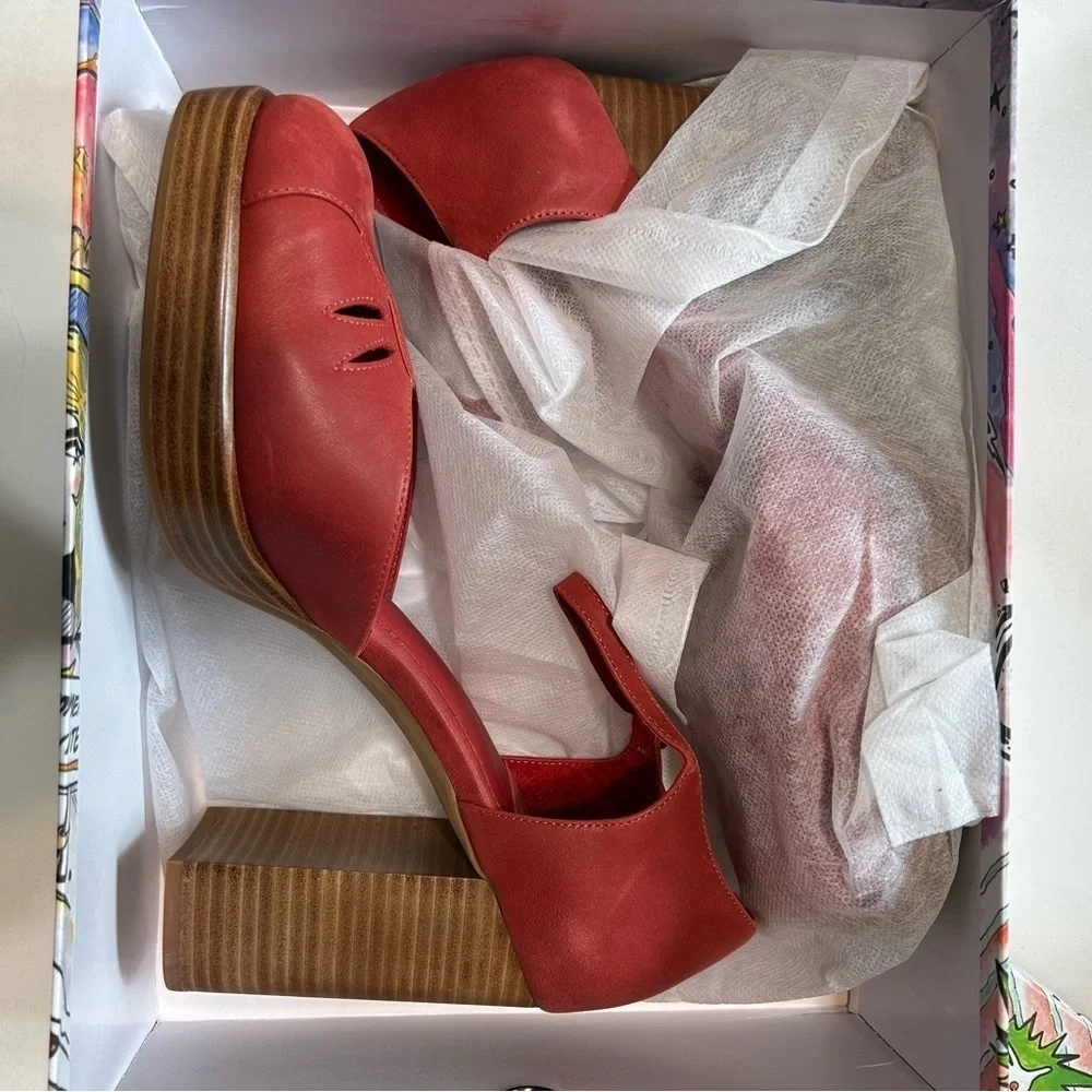 Jeffrey Campbell Red Leather Platform Mary Jane Heels